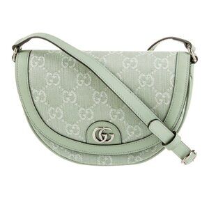 Gucci Ophidia GG Summer Denim Leather Mini Shoulder Bag Pale Green 757309